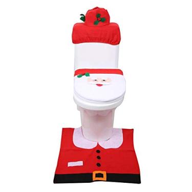 Imagem de Capa de vaso sanitário, cores brilhantes, conjunto de capa de vaso sanitário, resistente ao desgaste, à prova de poeira para decoração, decoração de casa, decoração de Natal