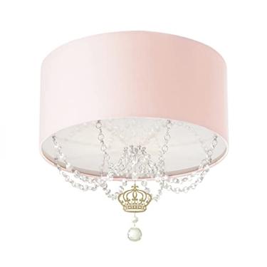 Imagem de Luminária Plafon Infantil Coroa Cúpula Rosa 30X15 2E27