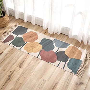 Imagem de jia cool, Tapete de área de algodão, tapete de tecido lavável com borlas, tapete geométrico boêmio para cozinha, sala de estar, quarto, banheiro, lavanderia, 60 x 150 cm