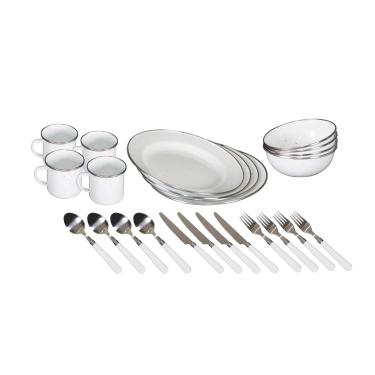 Imagem de Stansport 11220-03 Conjunto de talheres esmaltados Deluxe de 24 peças (branco)