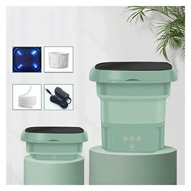 Imagem de Poderosa máquina de lavar pequena portátil mini máquina de lavar dobrável portátil com balde de secador para roupas meias roupa interior arruela de limpeza pequena máquina de lavar de viagem (cor: verde)