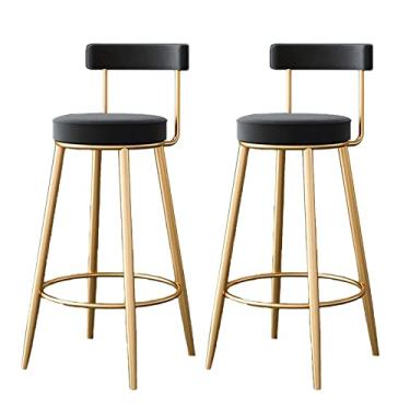Imagem de Cadeiras de sala de jantar cadeiras de sala de jantar banco de bar com encosto conjunto de 2, banco de altura de balcão estofada em veludo cadeira de bar resistente sem braços com moldura de metal para cozinha