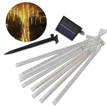 Imagem de Cascata Solar 8 Tubos 252 Leds Snow Fall Natal Pisca Pisca Meteoro Chuva Decoraçao Natalina Enfeite Comemoraçao Festa Evento Fim de Ano Reveillon Merry Christimas