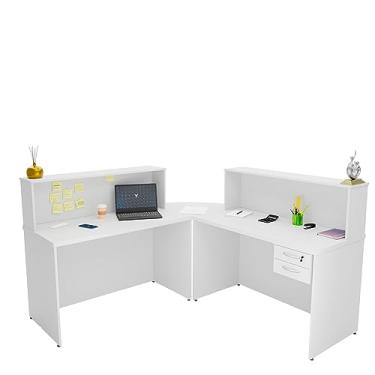 Imagem de Balcão Atendimento De Canto C/Gaveteiro Recepção 1200x600 NetMobil (Branco)