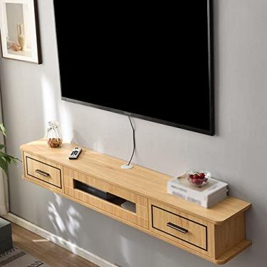Imagem de StrOux Suporte flutuante para TV, projetores e consoles de jogos, armários de TV montados na parede de madeira, adequado para sala de estar, salas de entretenimento
