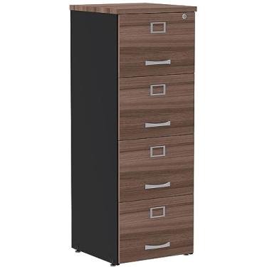 Imagem de Armário de Arquivo Oficio Pe25 Pandin 45,70 cm (largura) em Mdp Cor Walnut e Preto 4 Gavetas
