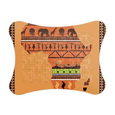 Imagem de Moldura de quebra-cabeça de mapa de paisagem com nome do continente africano, enfeite de quebra-cabeça