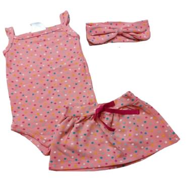 Imagem de Conjunto  bebê mini saia poá rosa