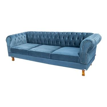 Imagem de Conjunto com 2 Sofás Chesterfield Duque 3 lugares 2,30 - Suede Azul Petróleo/sala de estar, recepção, barbearia