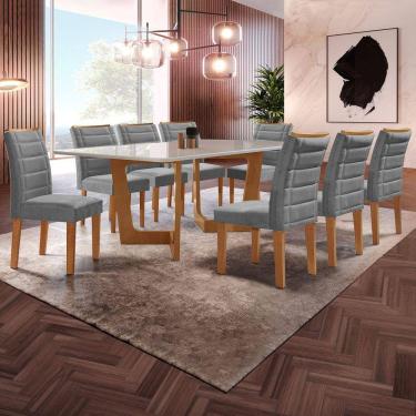 Imagem de Mesa de Jantar 8 Lugares Nápoles/Genova com Vidro Cinamomo/Off White/Cinza - Cel Móveis