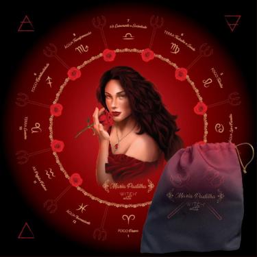 Imagem de Kit Toalha Tecido Pomba Gira Maria Padilha 70x70cm + Estojo