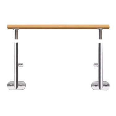 Imagem de Ballet Barre Barra de balé fixa de aço inoxidável resistente com alça de madeira, barra de pressão de perna para adultos e crianças (Color : Wall installation, Size : 2.5M/8.2FT)