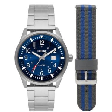 Imagem de Relógio Orient Masculino Prateado + Pulseira Mbss1452 D2sx Cor Da Correia Prata Cor Do Bisel Azul