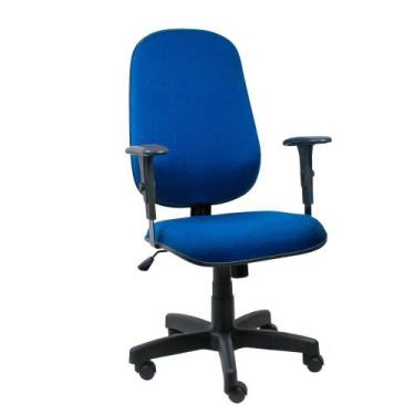 Imagem de Cadeira Presidente Operativa Com Braço Regulável Tecido Azul Com Preto