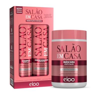 Imagem de Eico Salão Em Casa Hidratação Intensiva Shampoo 800ml e Condicionador 750ml + Máscara Cabelos Ressecados e Opacos 1Kg