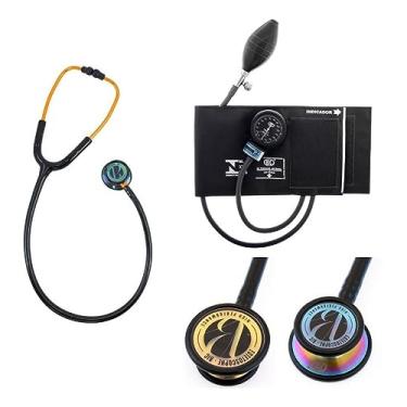 Imagem de Conjunto Esfigmomanometro Inova Plus Estetoscópio Duplo Inox Bic (BLACK RAIMBOW GOLD)
