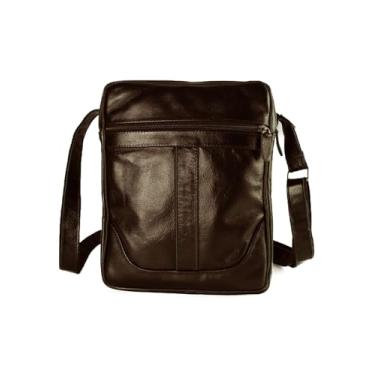 Imagem de BOLSA TRANSVERSAL EM COURO LEGITIMO, SHOULDER BAG MASCULINA E FEMININA (Marrom)