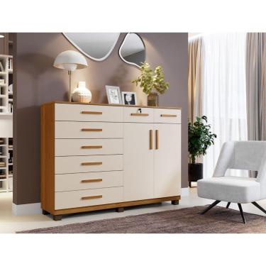 Imagem de Cômoda New Triunfo Quarto Com 8 Gavetas e 2 Portas Benetil Cinamomo Off White
