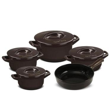Imagem de Jogo De Panelas Em Cerâmica Duo+ Smart Com 5 Peças Ceraflame Chocolate