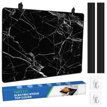 Imagem de Tove Top Cover para fogão elétrico (72,4 x 52,1 cm), capa superior de fogão de vidro resistente ao calor, protetor de fogão para fogões de vidro/cerâmica, borracha natural segura para lava-louças, mármore preto
