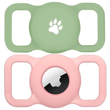 Imagem de yiliuoer Airtag Suporte de coleira de cachorro, 2 pacotes de silicone Airtag para coleira de cachorro, estojo rastreador GPS para Apple Airtags, capa antiperda de etiqueta de ar, suporte de Airtag com sinos de coleira de gato