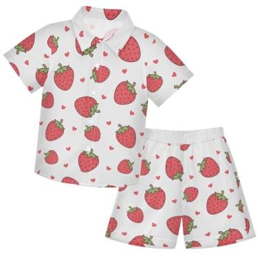 Imagem de visesunny Camiseta infantil de manga curta para crianças, estampada, casual, shorts, roupas de verão, Multi40, 5-6 Anos