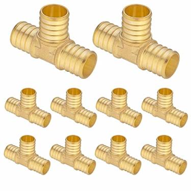 Imagem de (Pacote com 10) Lidertik 1 PEX Tee Tubo de latão T Crimp Pipe Pex Conexões 2.5 cm, 2.5 cm PEX B F1807 a 2.5 cm PEX B F1807 para 2.5 cm PEX B F1807 Adaptador Latão LI-APXT1 (10 peças)