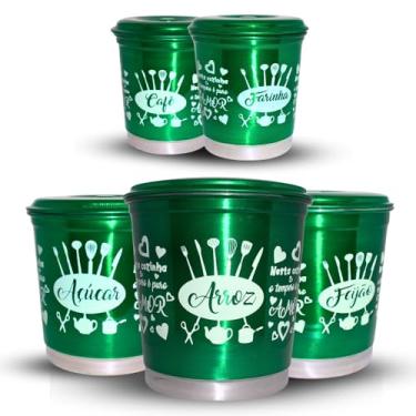 Imagem de Jogo Kit Lata Porta Mantimento em Aluminio Verde com Nome