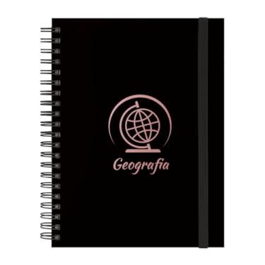 Imagem de Caderno Universitário Plus 12 Matérias Profissões Geografia (Preto e Rosê)