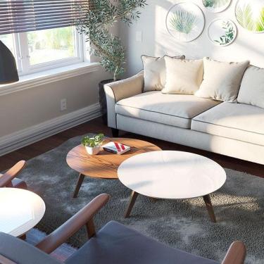 Imagem de Kit Mesa de Centro Ambiente Luna Off White Freijó - Imcal