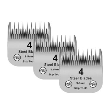 Imagem de DODAER 4 lâminas de aço destacáveis para cães de estimação, compatíveis com cortadores Andis, Oster A5, Wahl série Wahl KM10, comprimento de corte 9,5 mm (3)