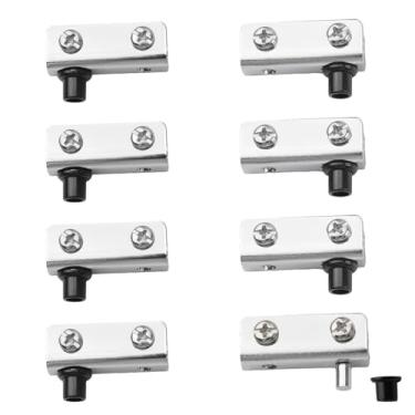 Imagem de UFURMATE Dobradiça de porta de vidro, 8 peças, dobradiças giratórias de vidro sem moldura, braçadeira ajustável, kit de substituição de clipe de dobradiça pivô de gabinete, adequado para porta de vidro de balanço livre de 3-6 mm