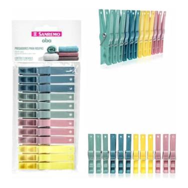Imagem de Kit 12 Prendedor de Roupa Pregador Multicolorido Oba Sanremo