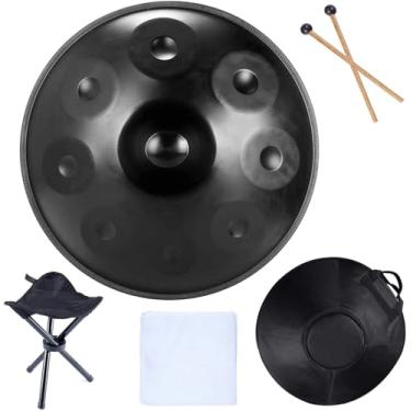 Imagem de Tambor de língua de tambor de mão 6 notas Tambor de mão de aço D Menor Instrumento de percussão profissional Tambor de mão Yoga Meditação Iniciante com baquetas de bolsa de transporte