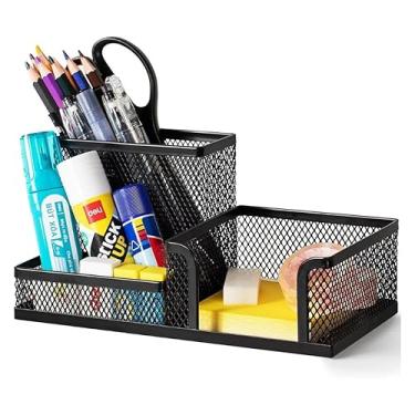 Imagem de Kit 2 Organizadores de Mesa Porta Caneta Multiuso Lápis Nicho de Escritório Com 3 Divisórias Escritório