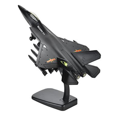 Imagem de kowaku Avião de guerra modelo F15 em plástico com luzes e música, brinquedo empurre para trás, suporte para prateleira decorativa, PRETO