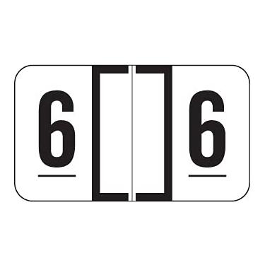 Imagem de Doctor Stuff - File Folder Labels, Number 6, JETER 2600 Match - JENM Series Chart Stickers, White/Black, 15/16" x 1-5/8", #6, 500/Roll