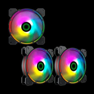 Imagem de Kit 3 Fan Cooler Argb Fn-12Rainbow-D Gamemax