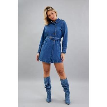 Imagem de Jaqueta Jeans Feminina Trench Coat Dialogo Jeans-Feminino