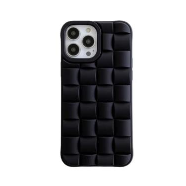 Imagem de Capa de silicone macia com padrão de trama de cubo 3D para iPhone 15 14 13 12 11 Pro Max capa fosca, 2, para iPhone 15Pro