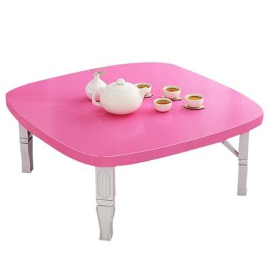 Imagem de Mesa de jantar dobrável japonesa, mesa de centro dobrável de madeira, mesa baixa para sentar no chão, mesa quadrada de tatami pequena para economia de espaço