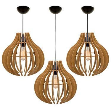 Imagem de Combo Kit com 3 Pendentes Lótus Ana Maria Marfim Lustre Luminária 30Cm Sala