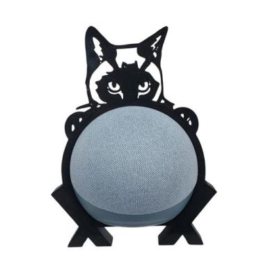 Imagem de Suporte de Alexa para Echo Dot 4 "Gato" Modelo 2 Preto - Espaço 3d