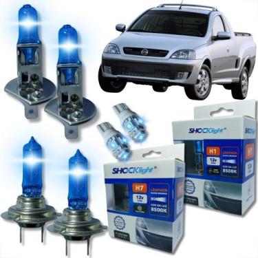 Imagem de Kit lâmpada shocklight super branca farol alto baixo e lanterna h1 h7 
