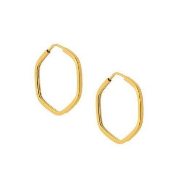 Imagem de Brinco De Argola Sextavada Em Ouro 18k 750 - DR Joias