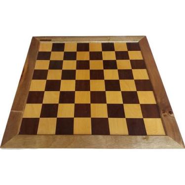 Imagem de Tabuleiro  madeira marchetado para xadrez ou damas casas 4x4 cm - Bott
