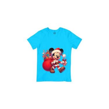 Imagem de Camisa Mickey de Natal Camiseta Estampada De Algodão - Hard seven, Azu