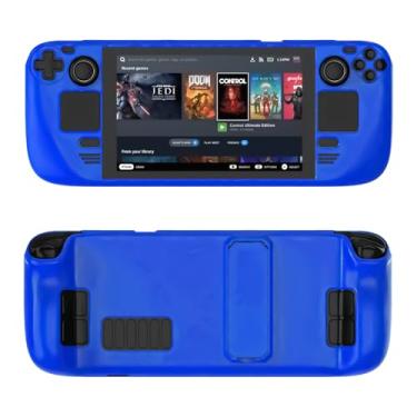Imagem de Capa Steam Deck, Steam Deck OLED, capa protetora com suporte para Steam Deck/Steam Deck OLED, acessórios de deck de vapor resistentes a quedas, arranhões, poeira e impressões digitais - (azul)