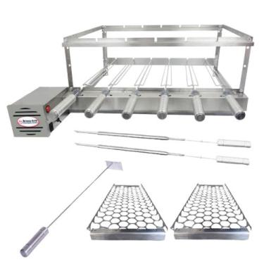 Imagem de Combo Brasa Grill Tradicional Gira 6 Espetos Churrasqueira Giratória B