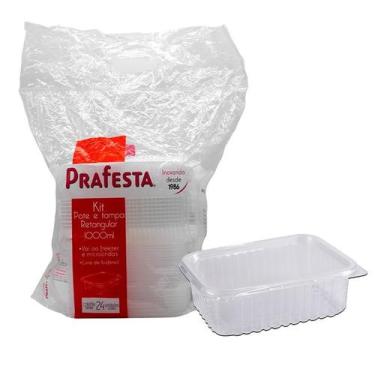 Imagem de Pote Ret. 1000 Ml Com Tampa 24 Unds Freezer E Micro-Ondas - PRAFESTA, 